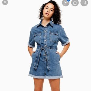 NWOT! Topshop denim romper